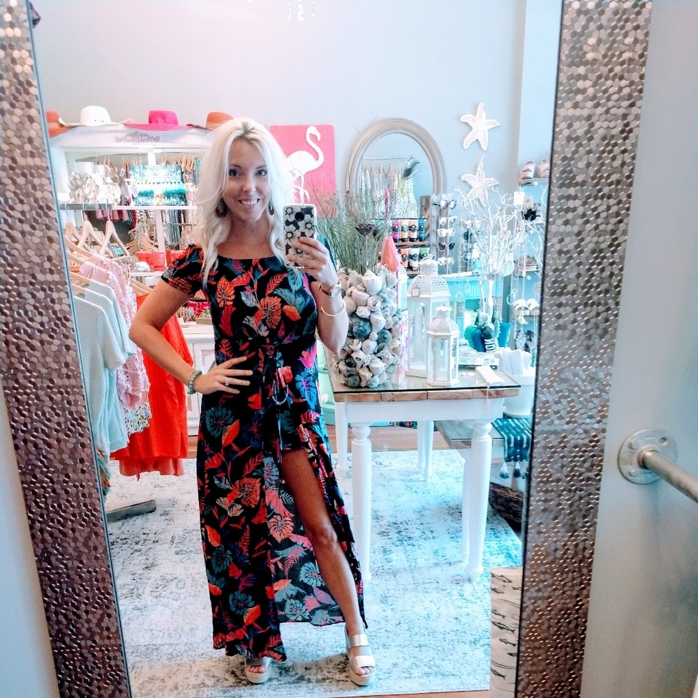 Tropical print romper